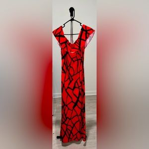 Red & black off the shoulder long dress